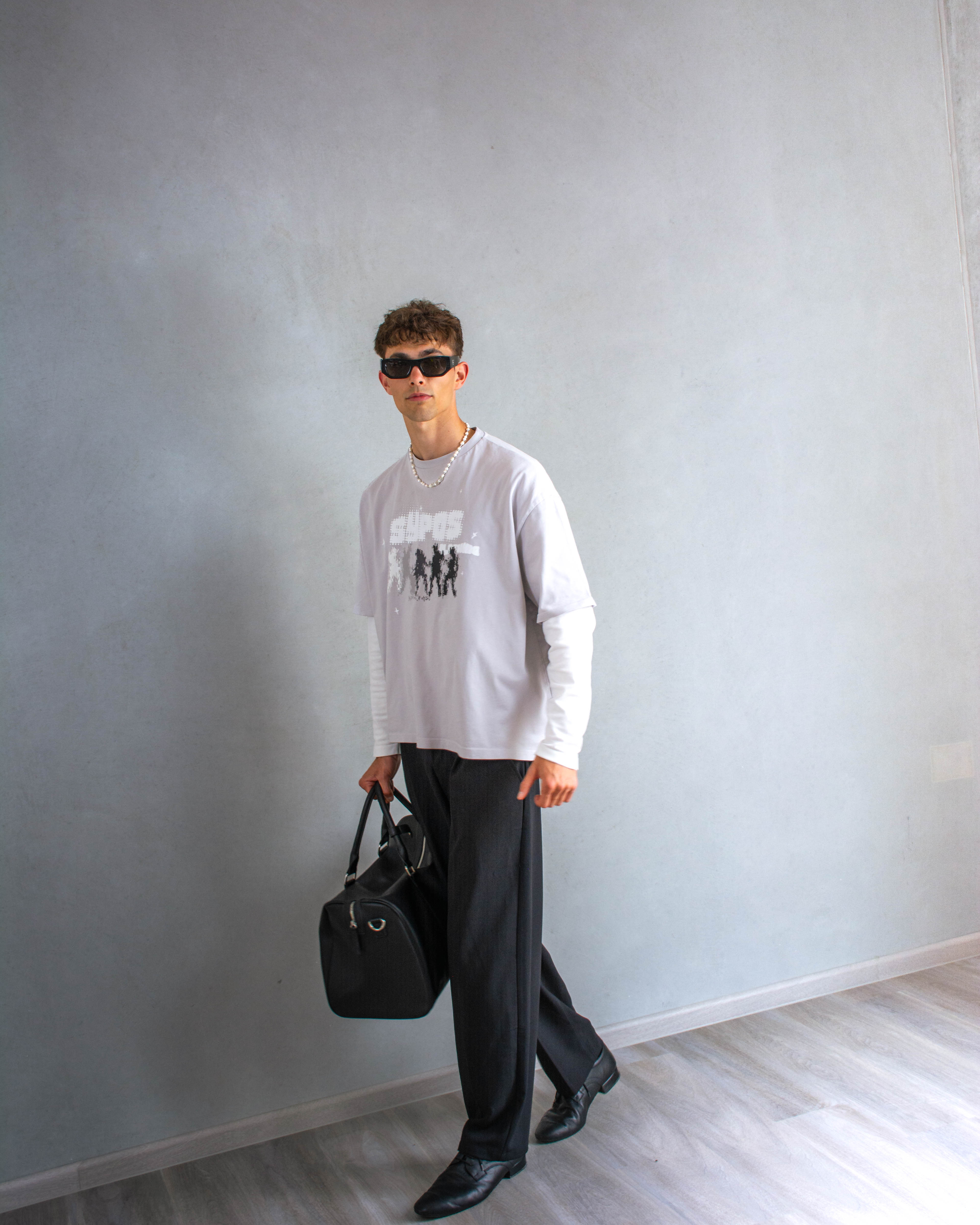 Sypos Nightlife t-shirt grau schick mit Tasche